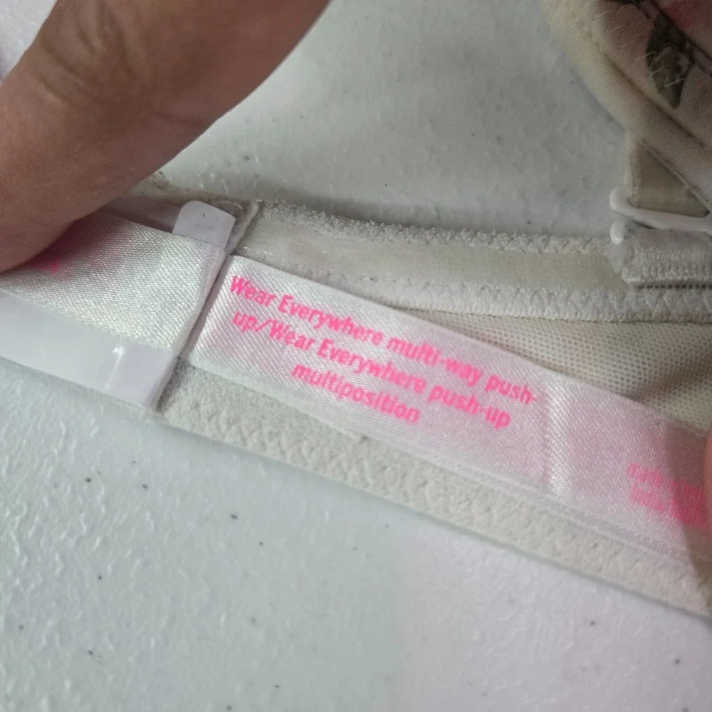 Victoria Secret PINK Women Bra 32C Green‎ Floral Multi Way Push Up Underwire